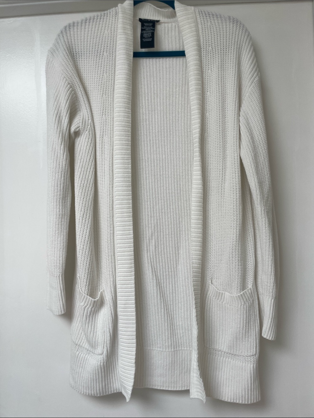 Women's Open-Front Cream Knit Cardigan with Pockets